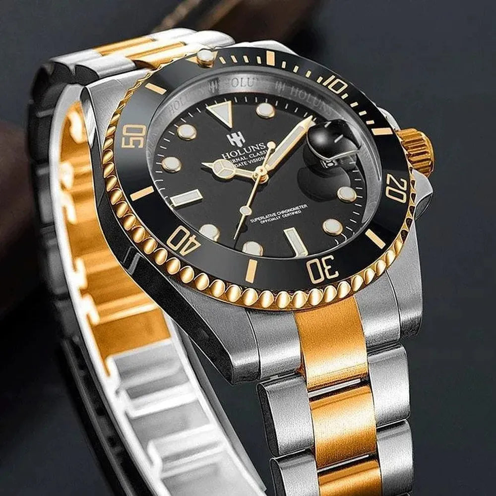 Holuns 41mm Automatic Diver Watch – Sapphire Crystal, Ceramic Bezel, Stainless Steel-Holuns-Viva Timepiece