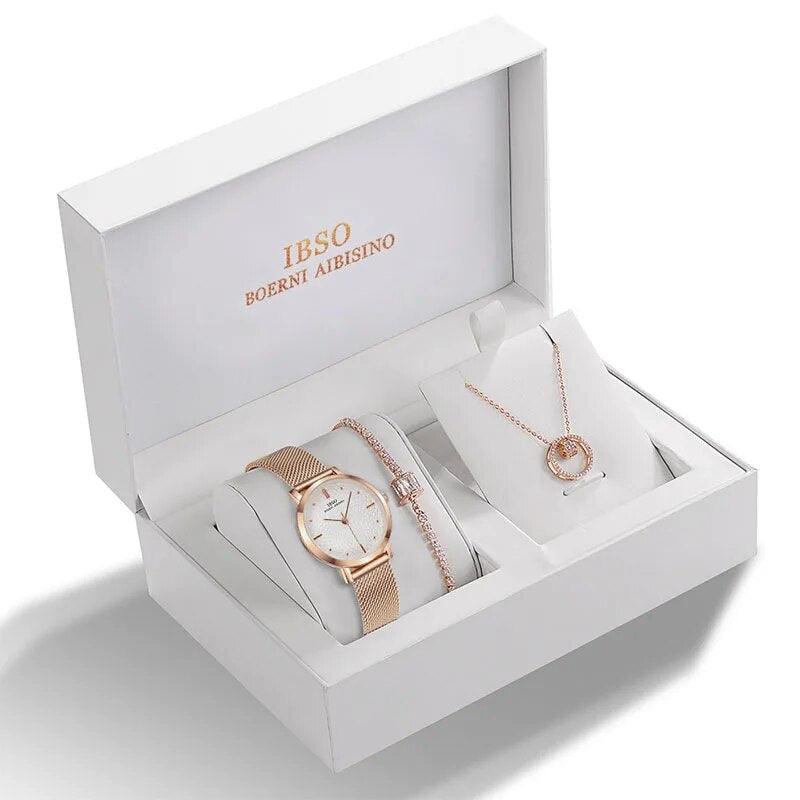 IBSO Crystal Quartz Women's Watches Gift Set For Her 3629RG-SL006-DZ0004 - IBSO | Viva Timepiece