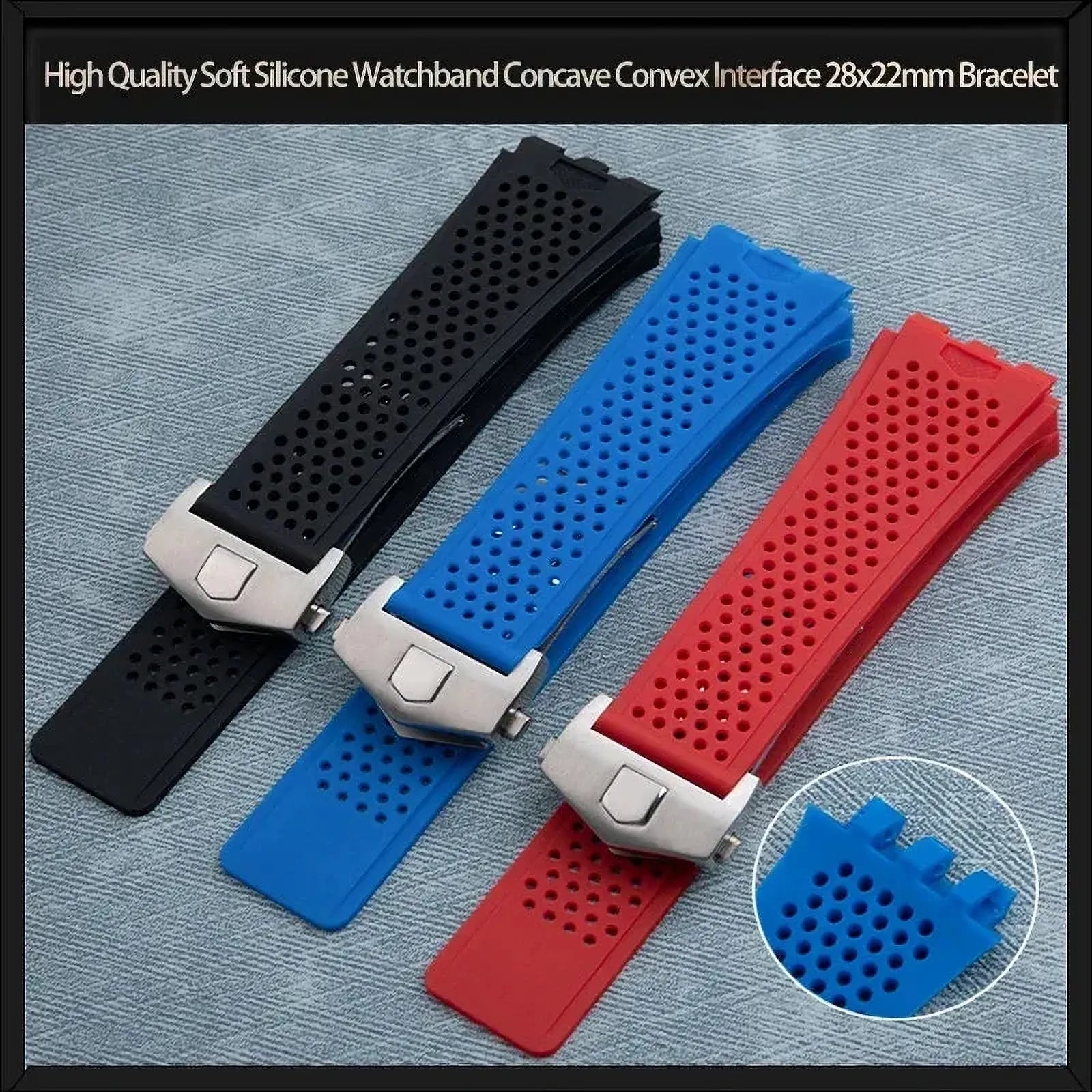Integrated Convex-End Silicone Watch Strap – 28x22mm-VivaStraps-Viva Timepiece