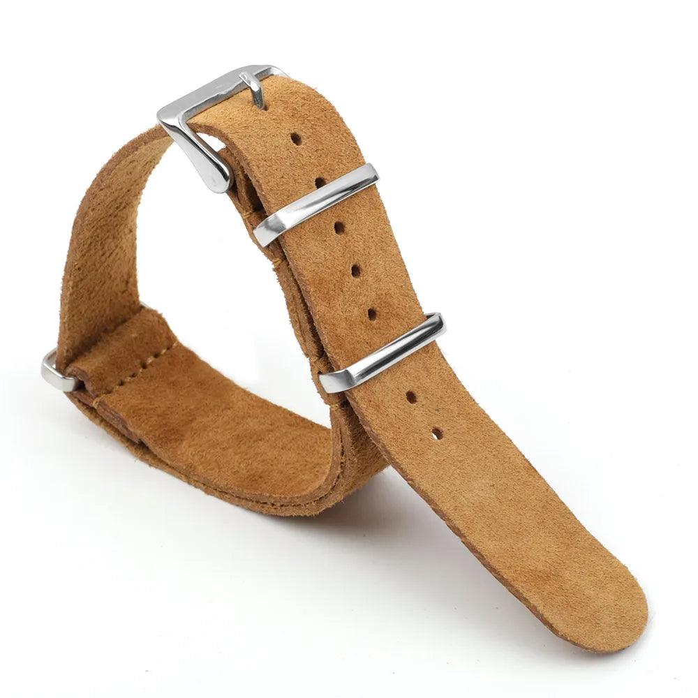KZL006H Soft Suede ZULU Leather Replacement Watch Strap Brown - VivaStraps | Viva Timepiece