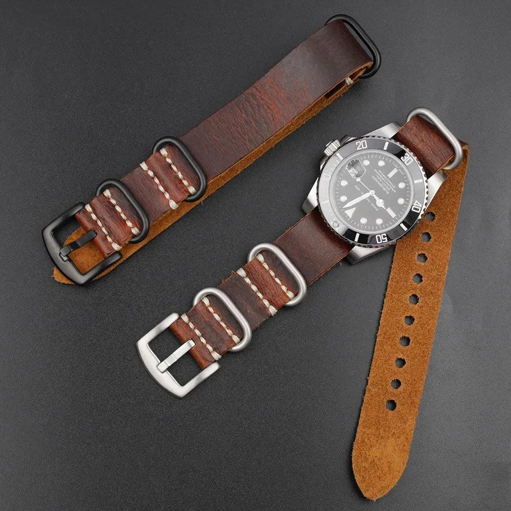 Premium Cowhide Leather Zulu Strap Replacement Watch Bands-VivaStraps-Viva Timepiece