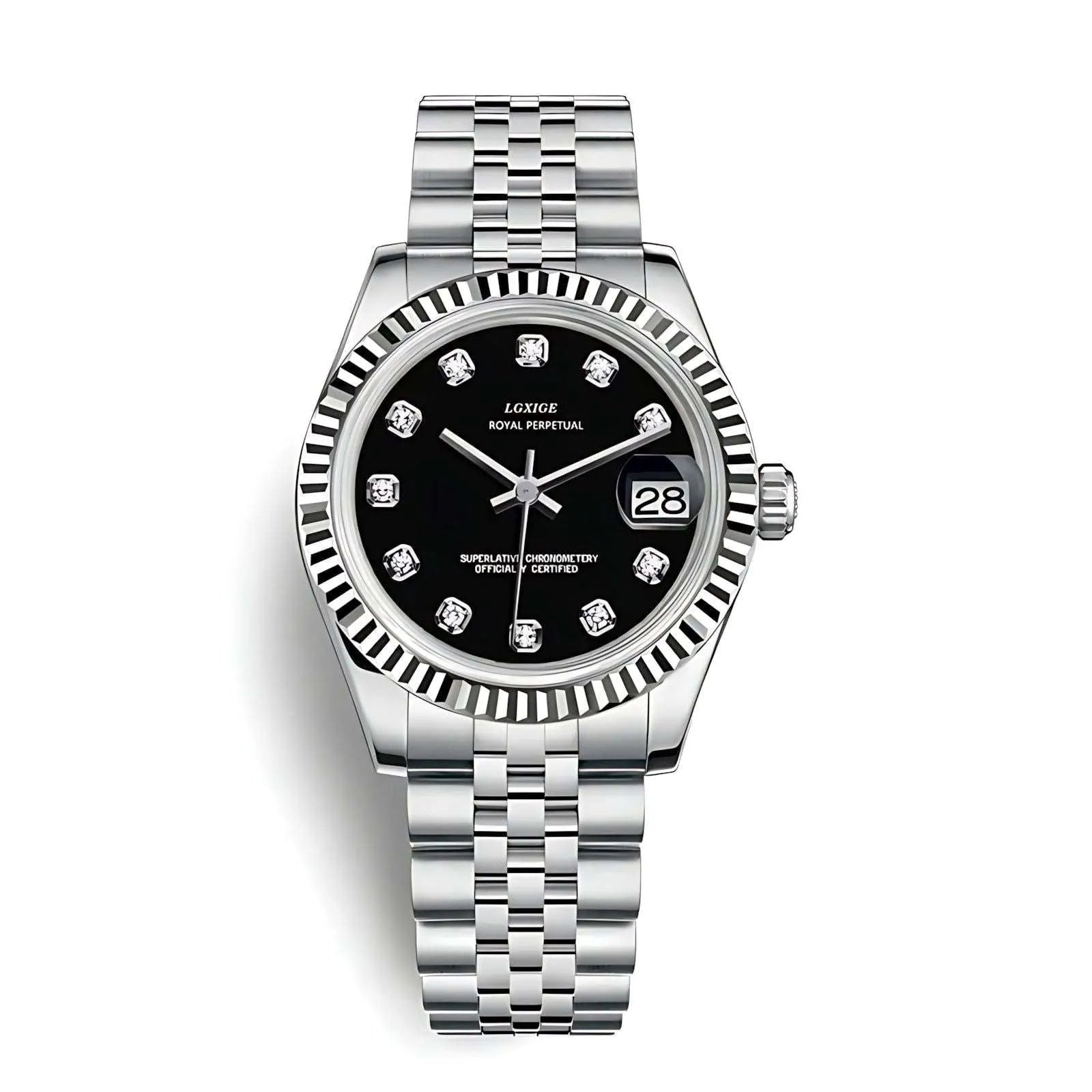 Lady Classic Date Quartz Watch – Fluted Bezel 31mm-LGXIGE-Viva Timepiece
