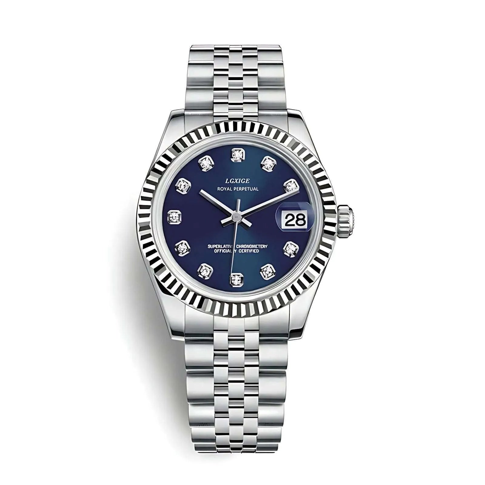 Lady Classic Date Quartz Watch – Fluted Bezel 31mm-LGXIGE-Viva Timepiece