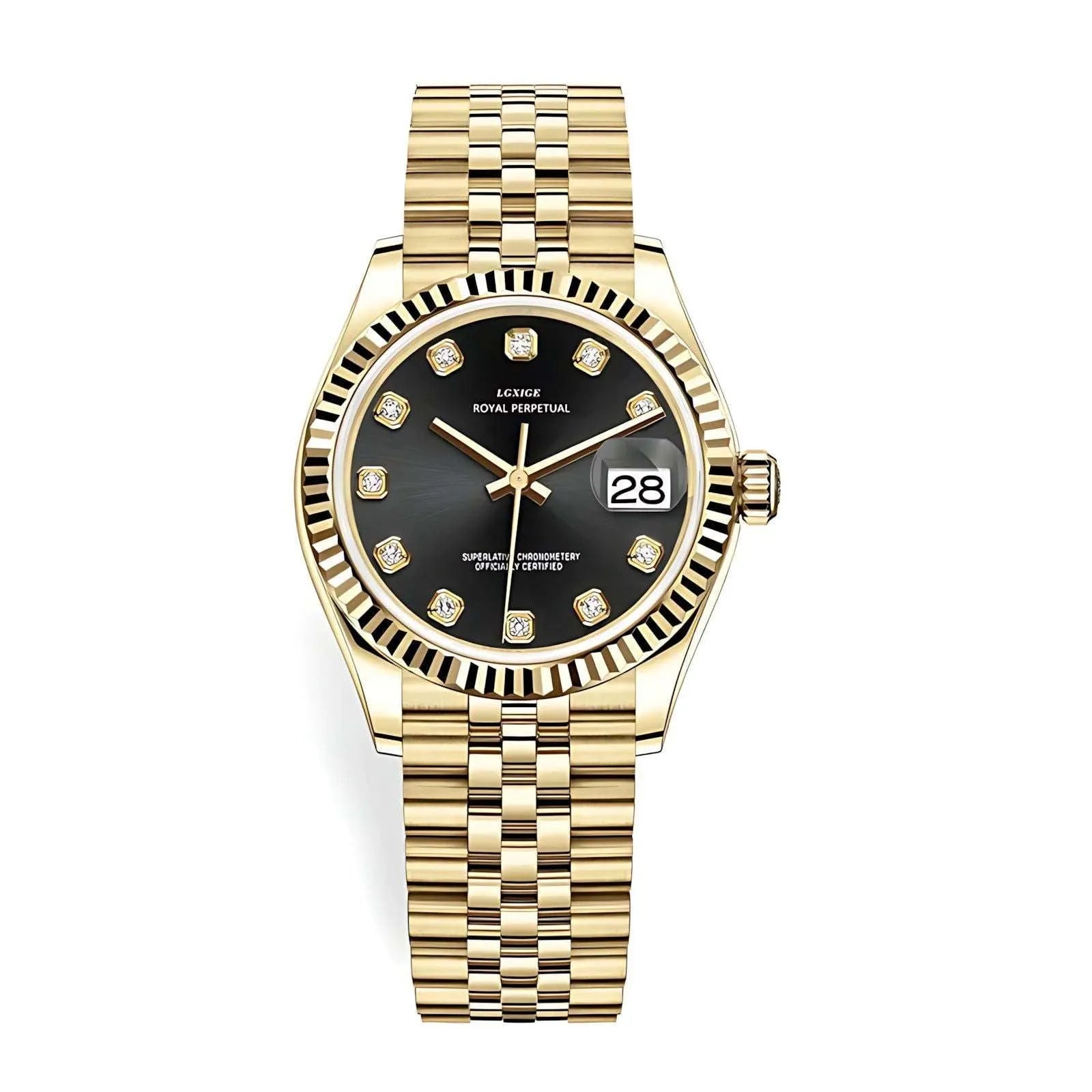 Lady Classic Date Quartz Watch – Fluted Bezel 31mm-LGXIGE-Viva Timepiece
