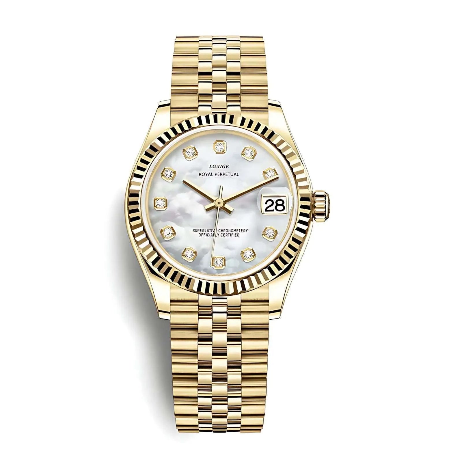 Lady Classic Date Quartz Watch – Fluted Bezel 31mm-LGXIGE-Viva Timepiece