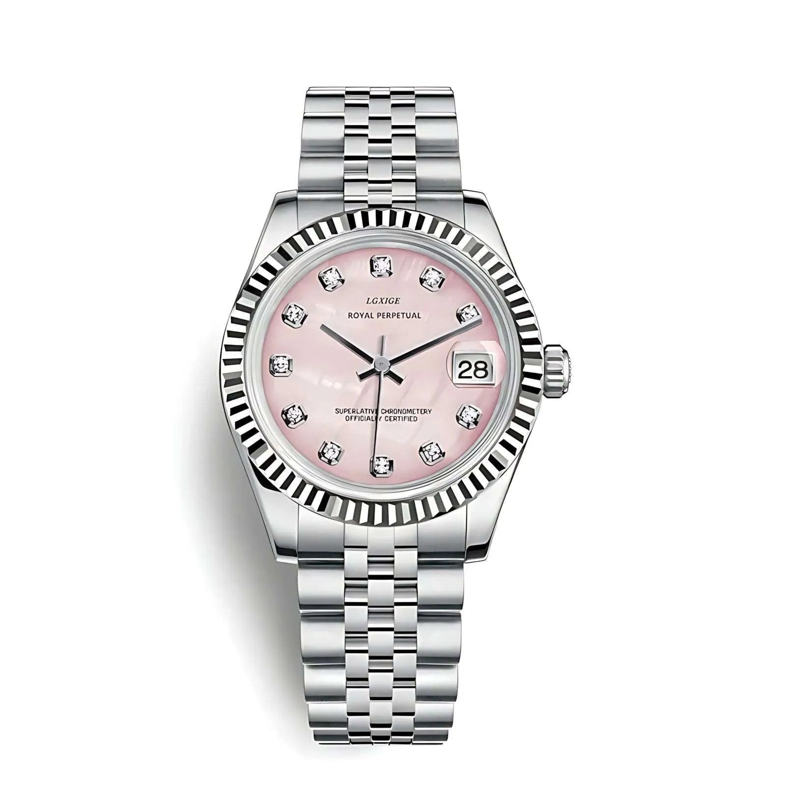 Lady Classic Date Quartz Watch – Fluted Bezel 31mm-LGXIGE-Viva Timepiece