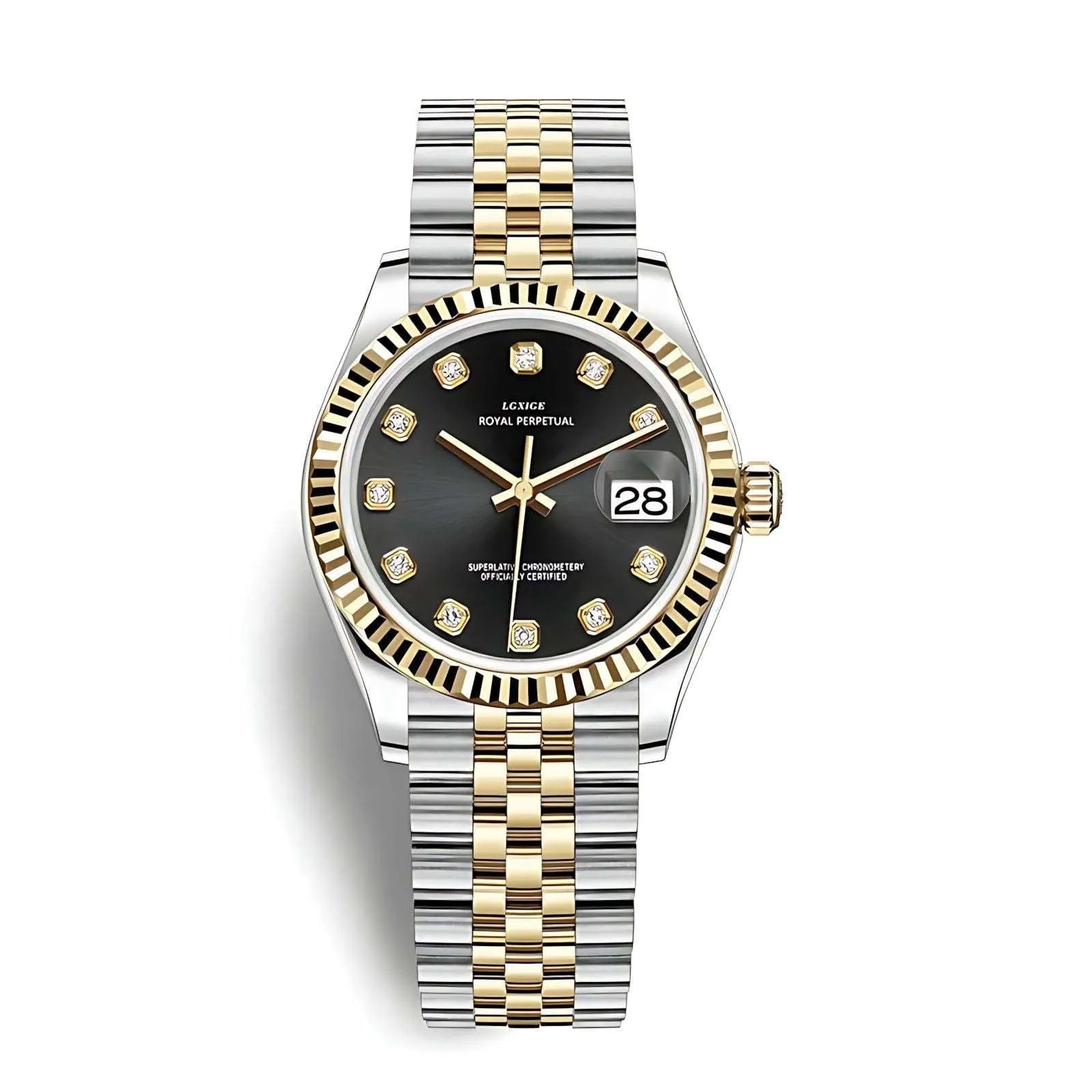 Lady Classic Date Quartz Watch – Fluted Bezel 31mm-LGXIGE-Viva Timepiece
