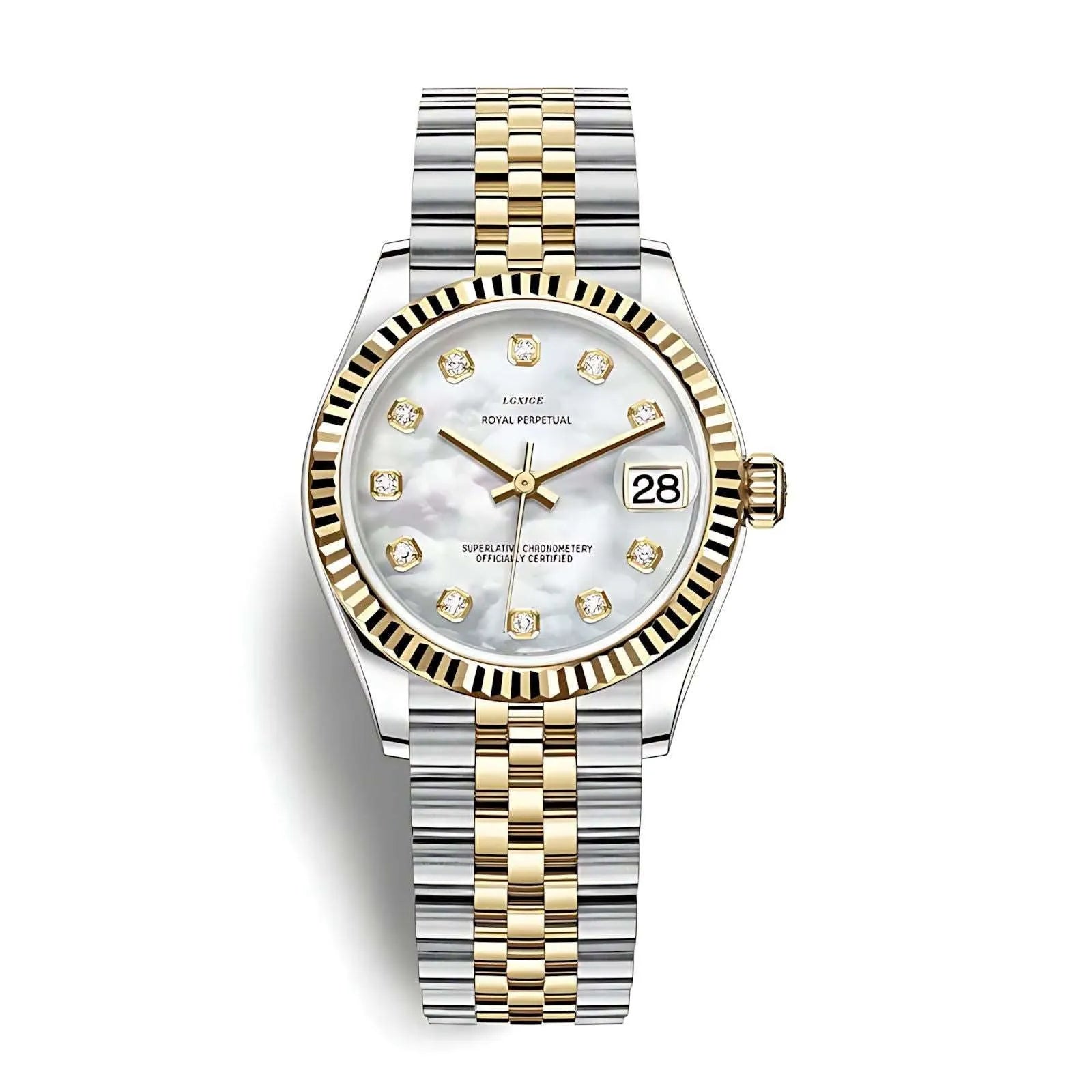 Lady Classic Date Quartz Watch – Fluted Bezel 31mm-LGXIGE-Viva Timepiece