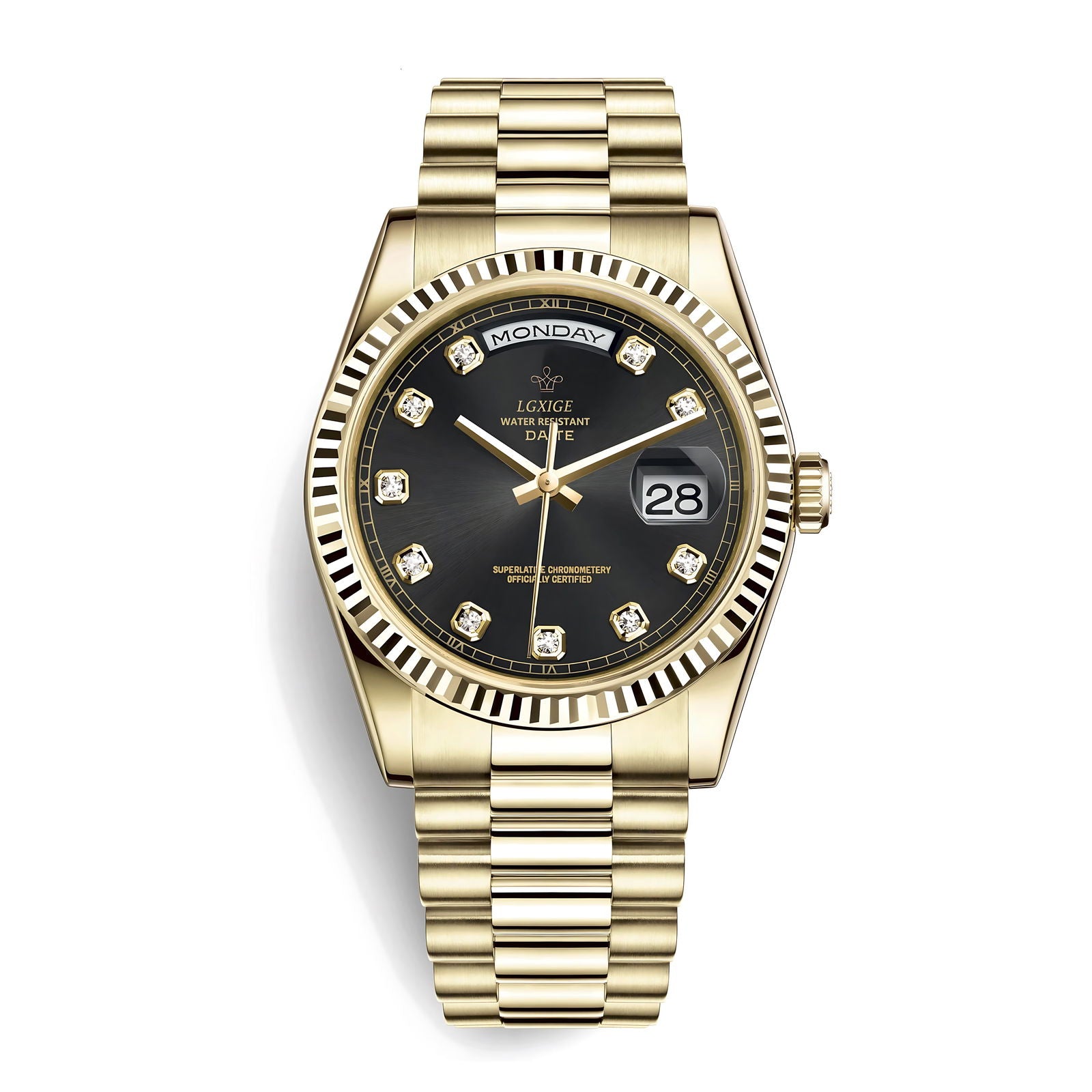 Lgxige Day-Date Jewels President Homage Watches Gold Black - LGXIGE | Viva Timepiece