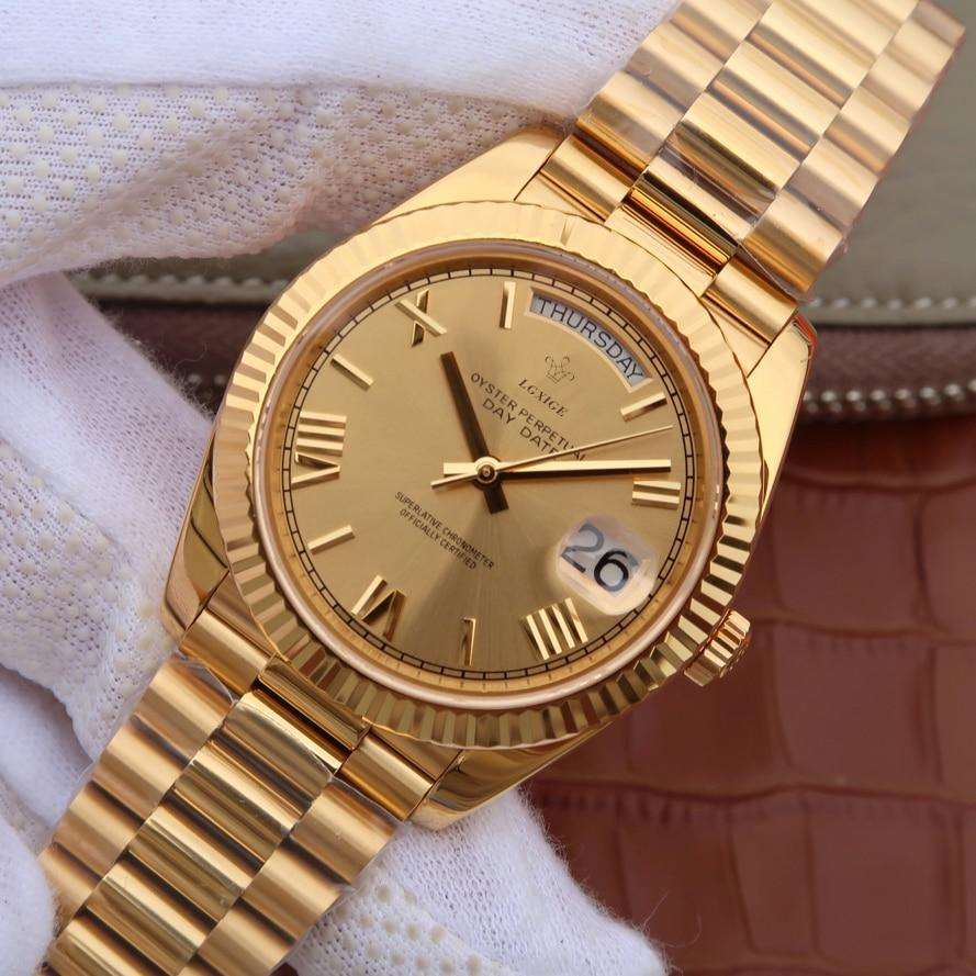 超大特価 LGXIGE Day-Date Homage Luxury Men's Quartz President Roman インテリア時計