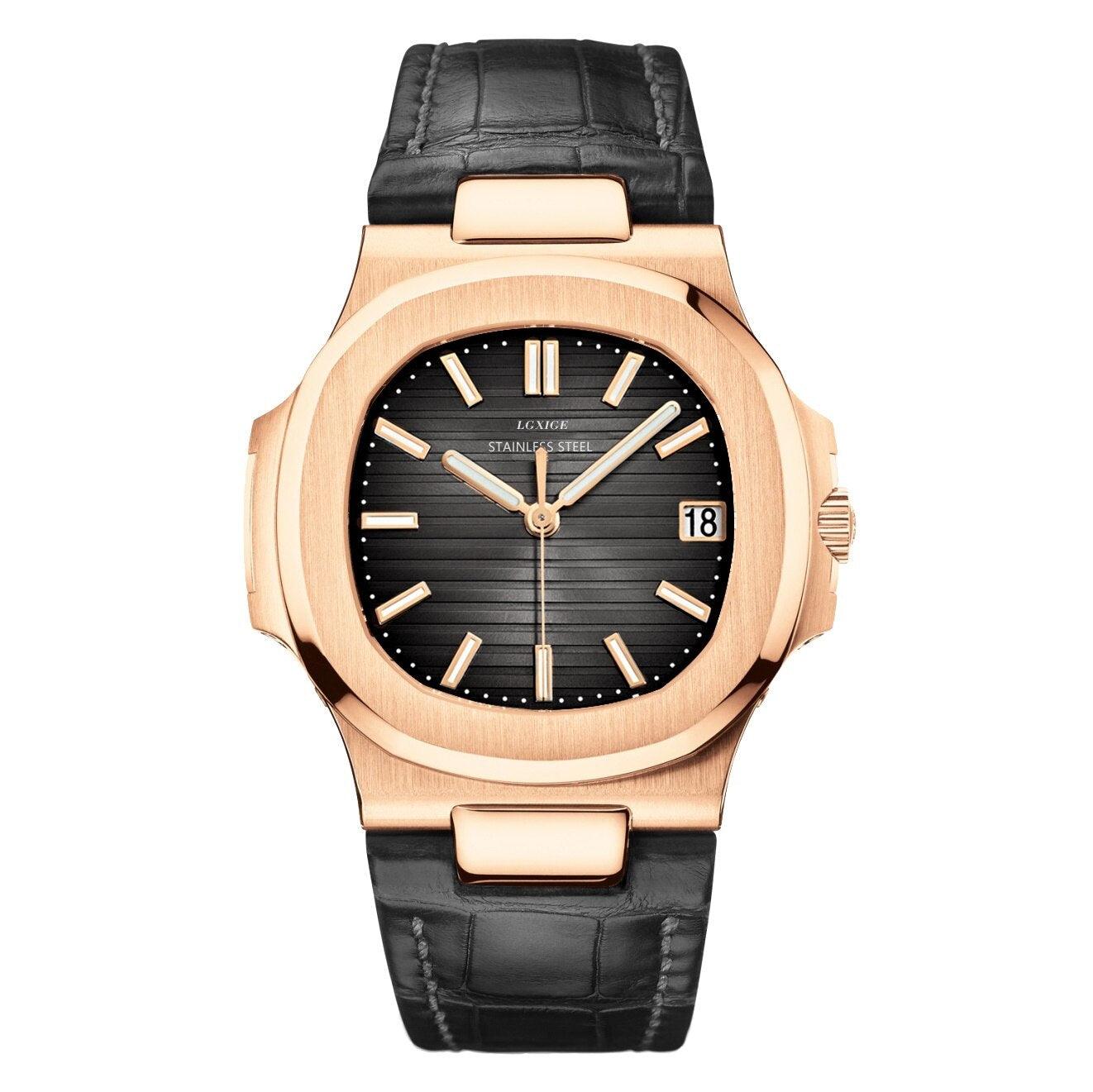 Lgxige Nautilus Quartz PU Leather Homage Watches
