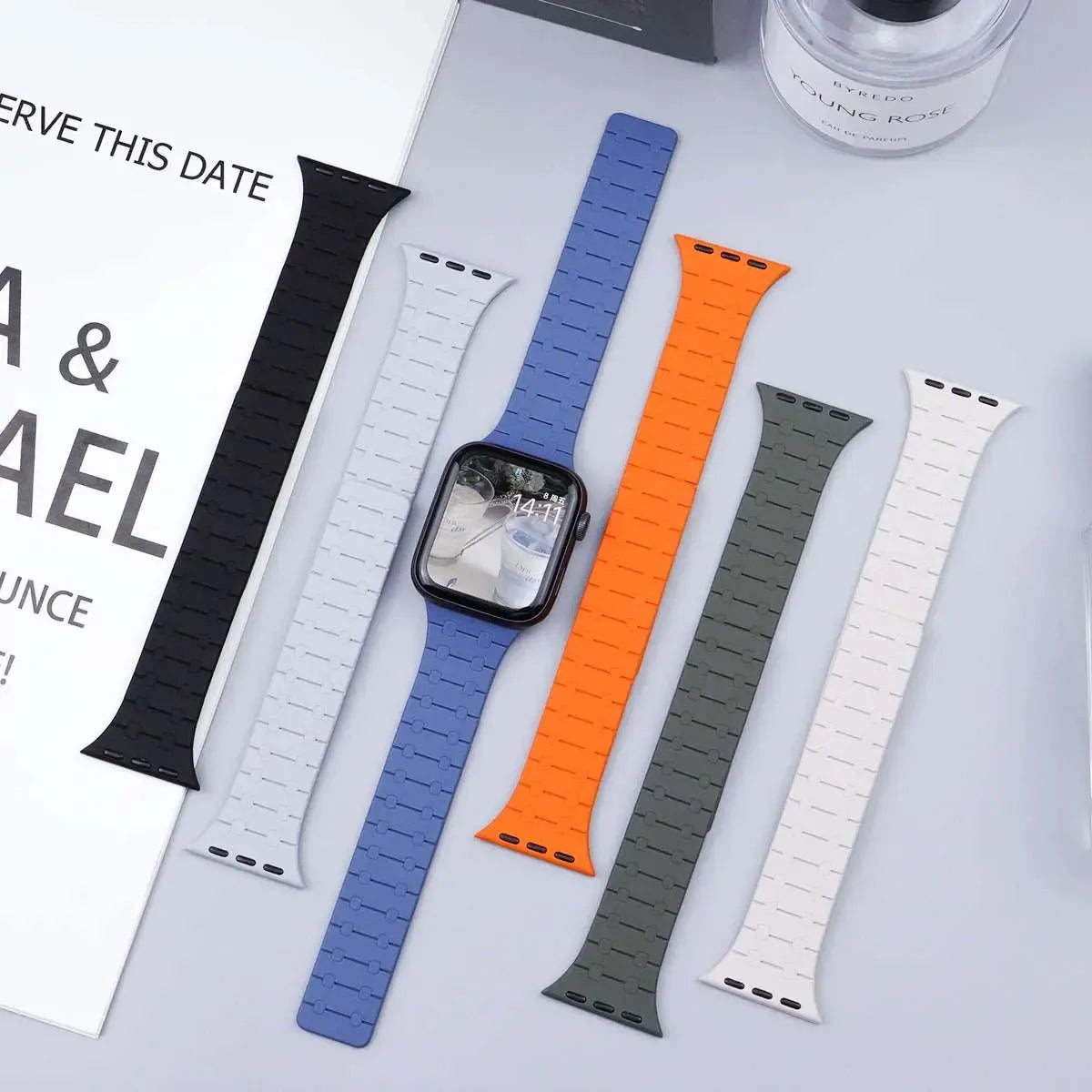 Magnetic Silicone Loop Bracelet Compatible with Apple Watch 38–49mm