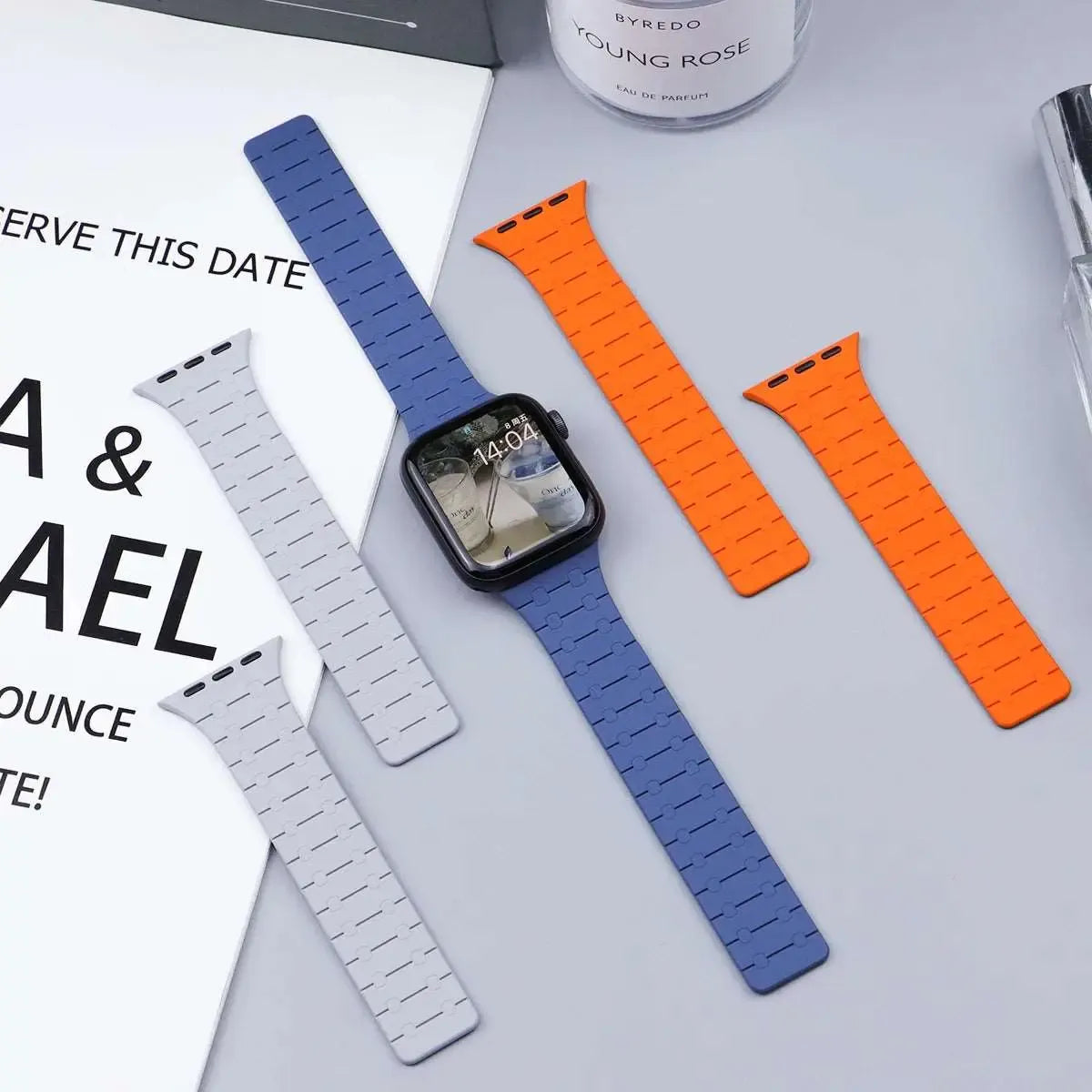 Magnetic Silicone Loop Bracelet Compatible with Apple Watch 38–49mm