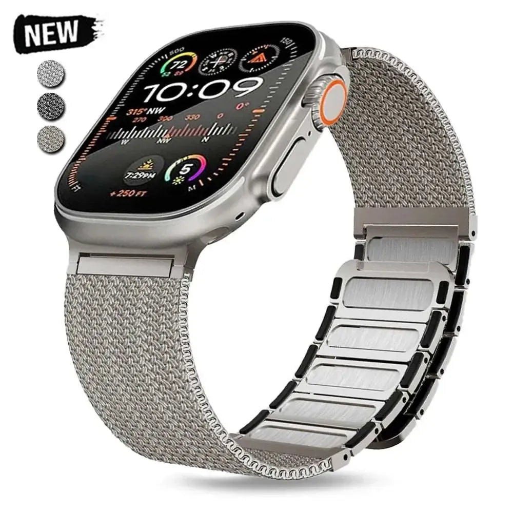 Magnetic Stainless Steel Milanese Loop Band Compatible with Apple Watch 38–49mm