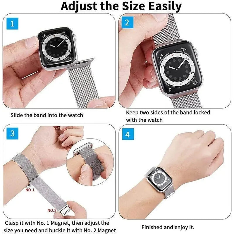 Magnetic Milanese Mesh Loop Strap for Apple Watch 38mm–45mm-ModuLoop-Viva Timepiece
