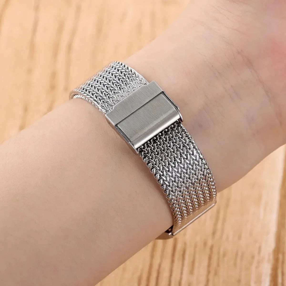 Milanese Mesh Stainless Steel Watch Band 16mm 18mm 20mm – Folding Clasp-Watch Bands-ChronoCraft-Black-16mm-Viva Timepiece