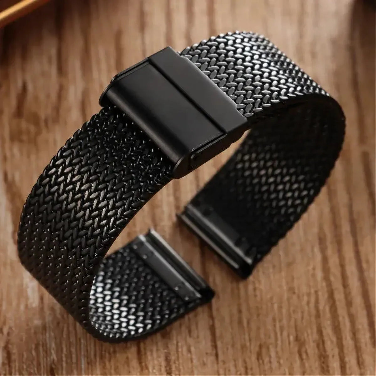 Milanese Mesh Stainless Steel Watch Band 16mm 18mm 20mm – Folding Clasp-Watch Bands-ChronoCraft-Black-16mm-Viva Timepiece