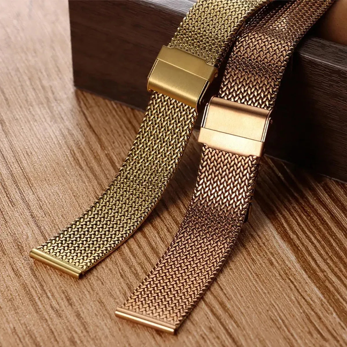 Milanese Mesh Stainless Steel Watch Band 16mm 18mm 20mm – Folding Clasp-Watch Bands-ChronoCraft-Black-16mm-Viva Timepiece