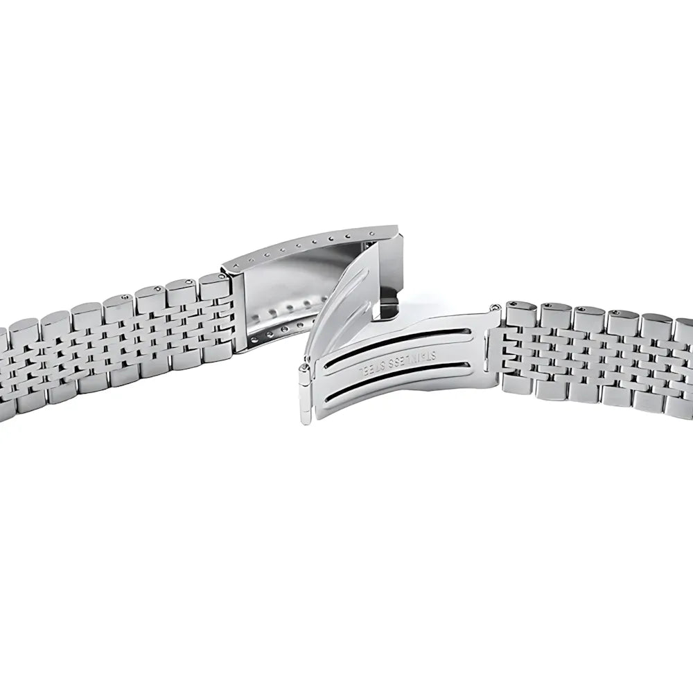 Multi-Link Solid Stainless Steel Watch Band with Curved & Flat End Links-ChronoCraft-Viva Timepiece