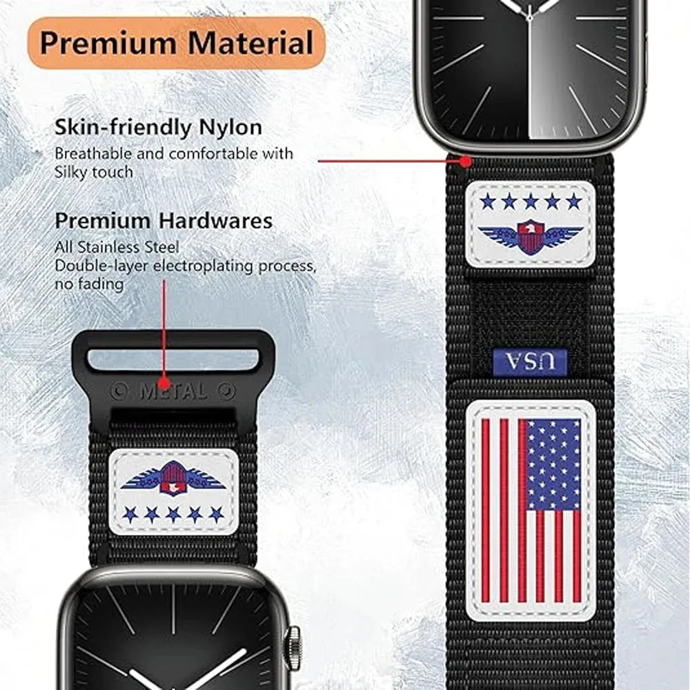 Nylon Alpine Loop Strap Compatible with Apple Watch 42–49mm – USA Flag Edition