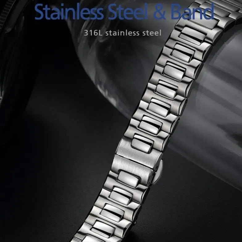 Octa Steel Quartz Watch – Integrated Bracelet 44mm-Pladen-Viva Timepiece