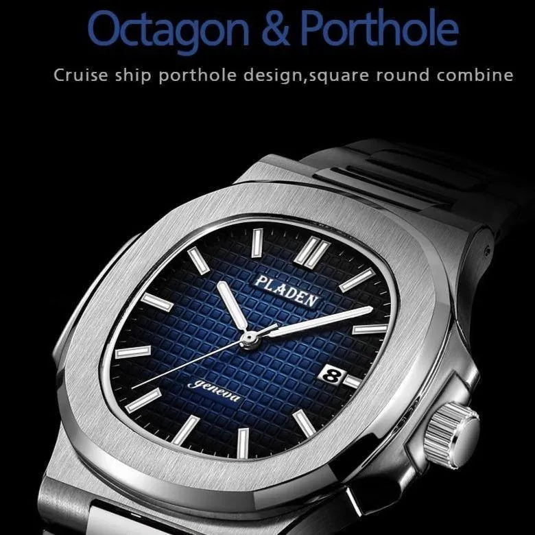 Octa Steel Quartz Watch – Integrated Bracelet 44mm-Pladen-Viva Timepiece