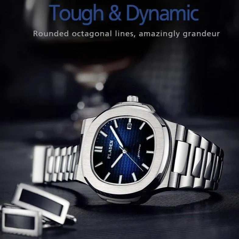 Octa Steel Quartz Watch – Integrated Bracelet 44mm-Pladen-Viva Timepiece
