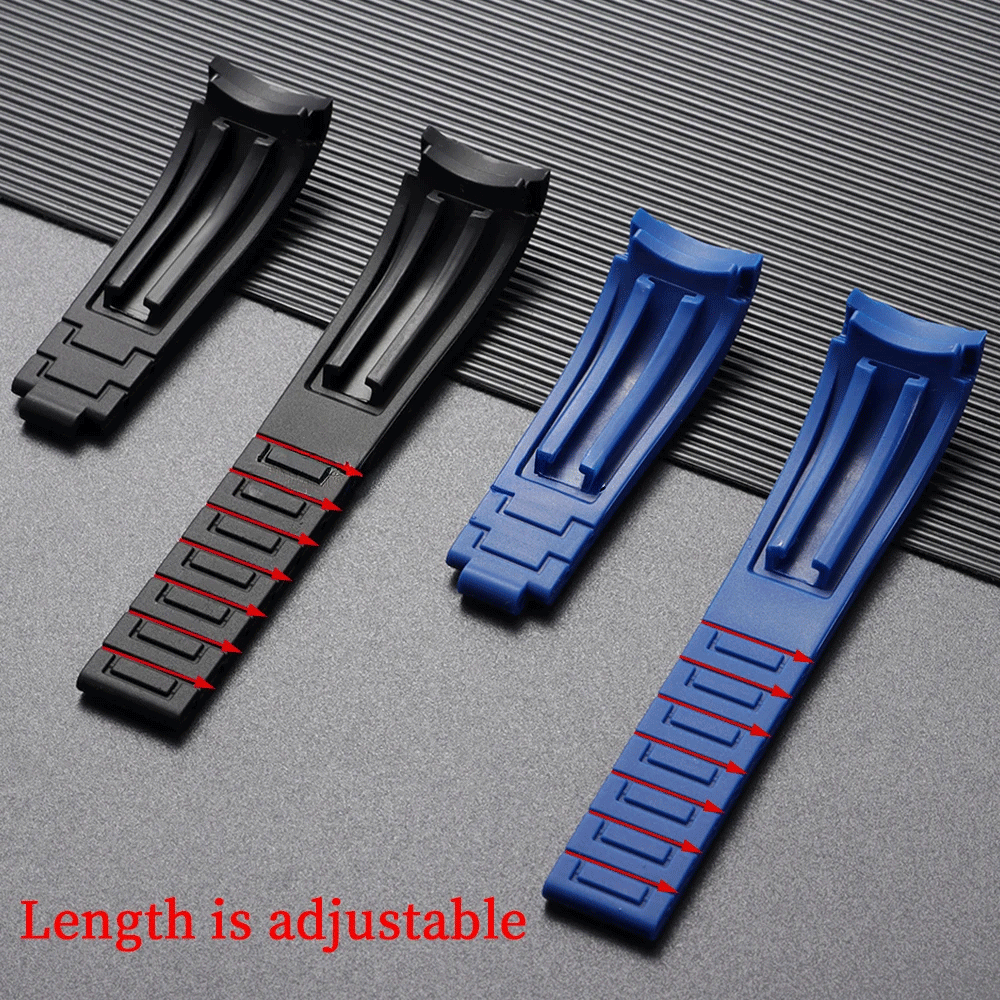 Curved-End Rubber Watch Strap 20mm / 21mm / 22mm Waterproof Sports Silicone Band Compatible with 9×16mm Clasp-VivaStraps-Viva Timepiece