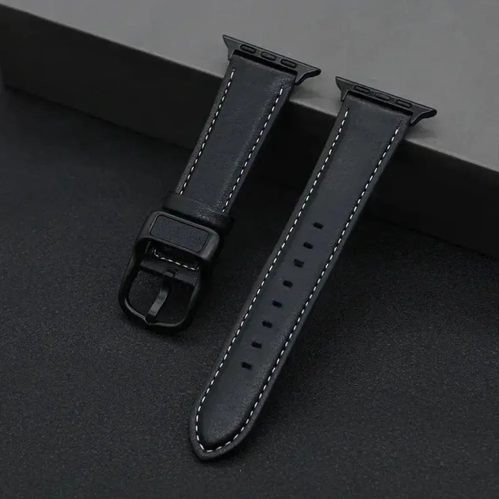 PU Leather Watch Band Compatible with Apple Watch 38–49mm – Stainless Steel Buckle