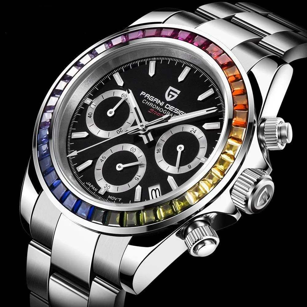 【新品未使用】Pagani Design クロノグラフ ホワイトPD-1644 Pagani Design PD-1644 Rainbow Daytona-Style Chronograph 40