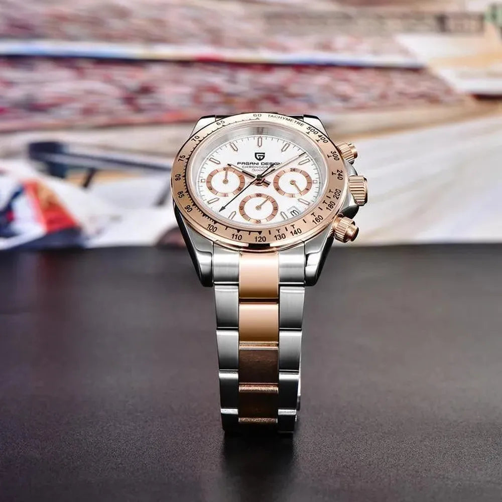 Pagani Design Daytona-Style Rose Gold Chronograph Homage Watch-Pagani Design-Viva Timepiece
