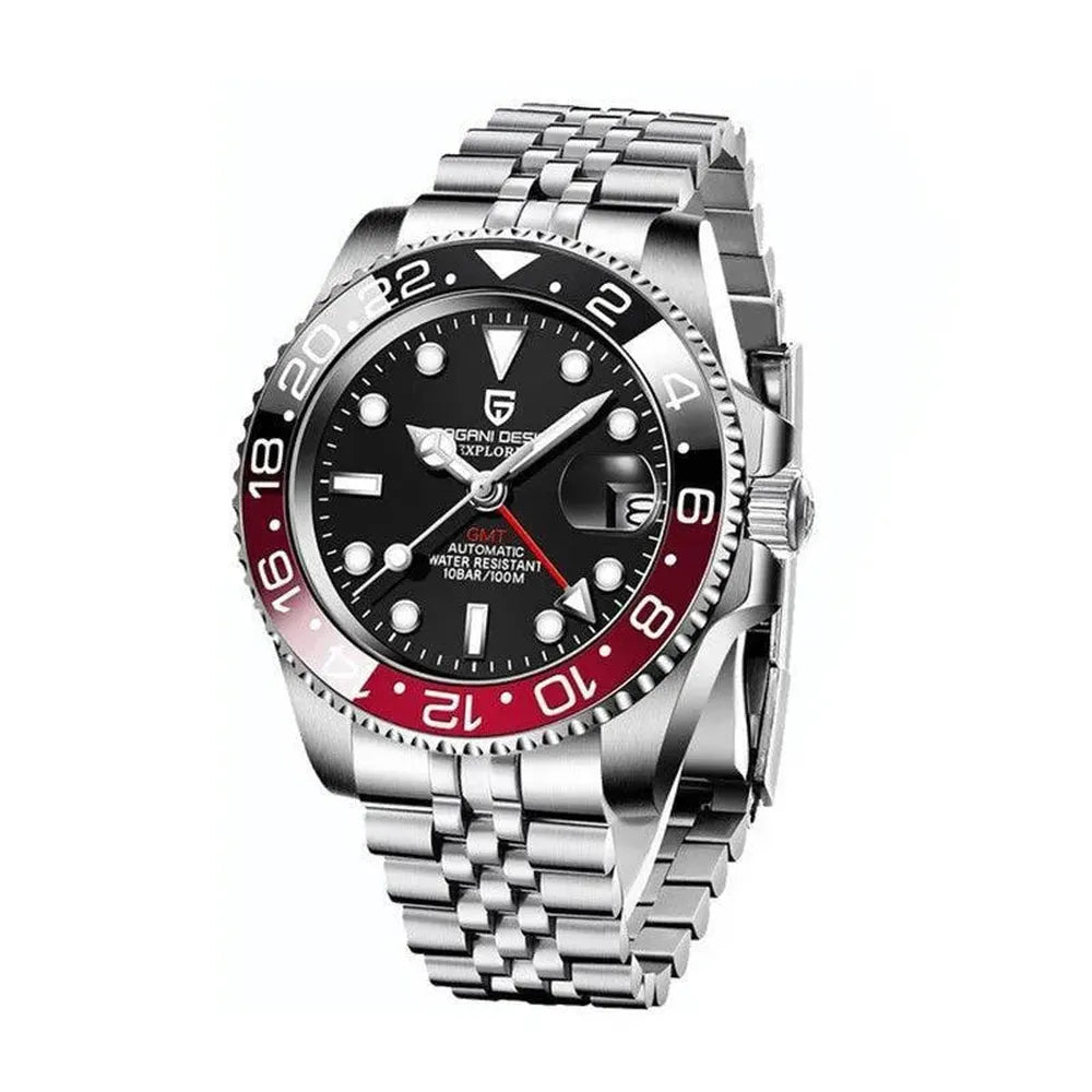 Pagani Design 40mm Automatic GMT Stainless Steel Watch – Sapphire Crystal, Ceramic 24H Bezel-Pagani Design-Viva Timepiece