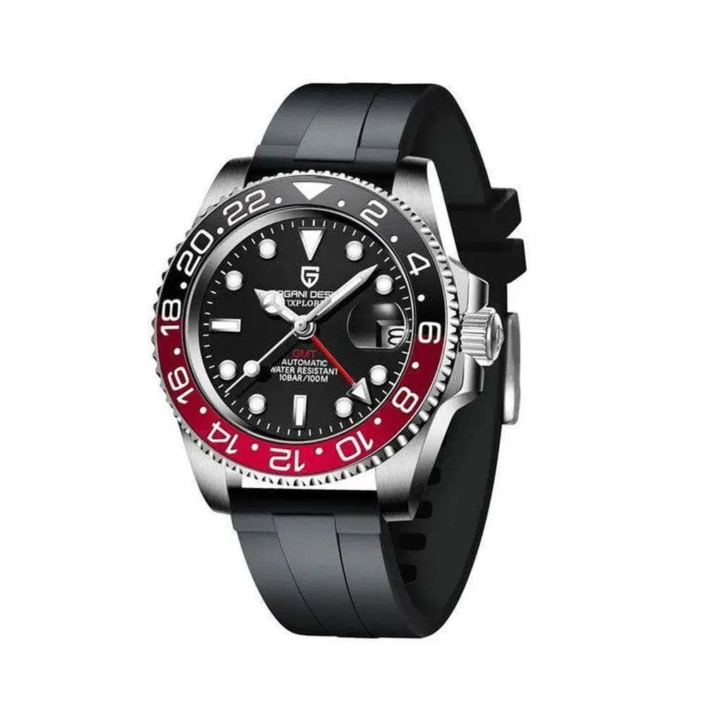 Pagani Design 40mm Automatic GMT Stainless Steel Watch – Sapphire Crystal, Ceramic 24H Bezel-Pagani Design-Viva Timepiece