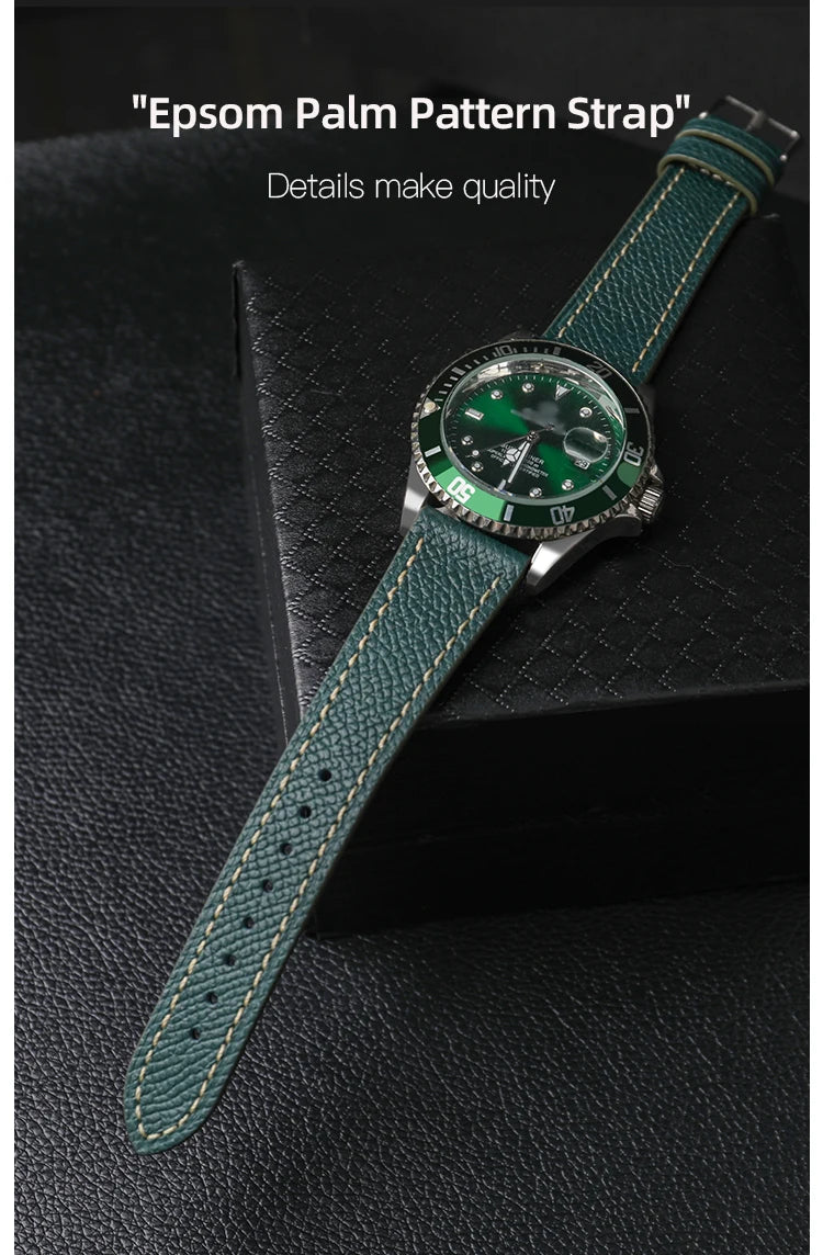 Palm Pattern Leather Watch Strap – Slim Classic Band-Straptique-Viva Timepiece