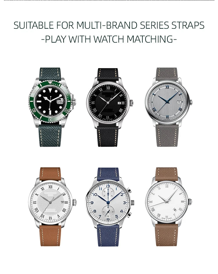 Palm Pattern Leather Watch Strap – Slim Classic Band-Straptique-Viva Timepiece