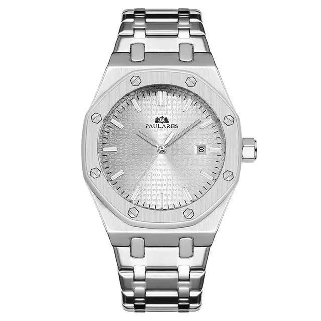 Paulareis Royal Oak–Style 45mm Automatic Homage Watch – Brushed Steel, Full Calendar-Paulareis-Viva Timepiece