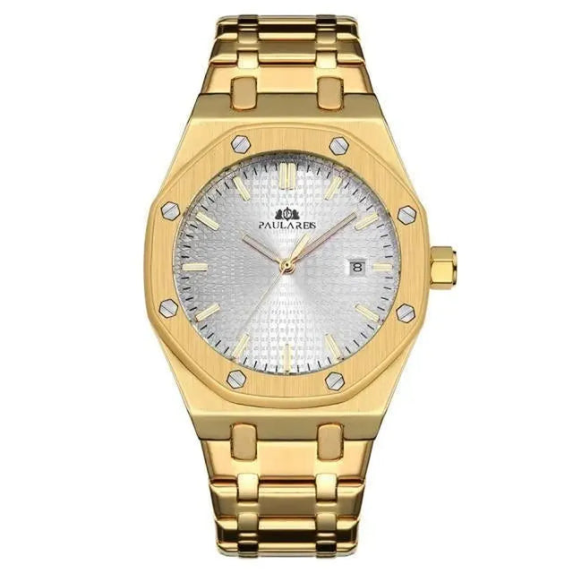 Paulareis Royal Oak–Style 45mm Automatic Homage Watch – Brushed Steel, Full Calendar-Paulareis-Viva Timepiece