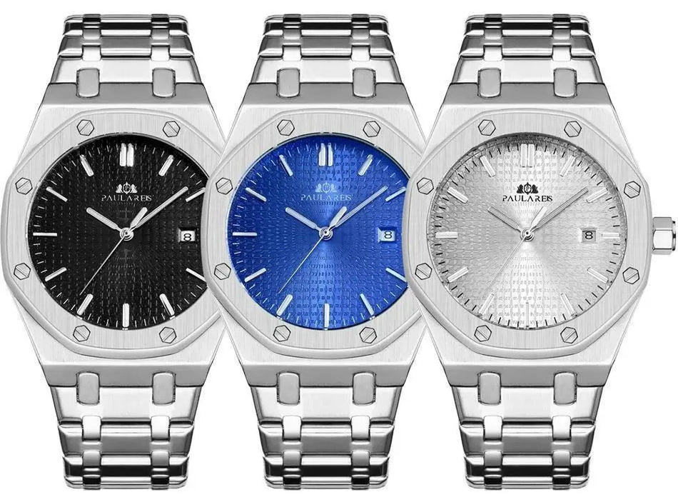 Paulareis Royal Oak–Style 45mm Automatic Homage Watch – Brushed Steel, Full Calendar-Paulareis-Viva Timepiece