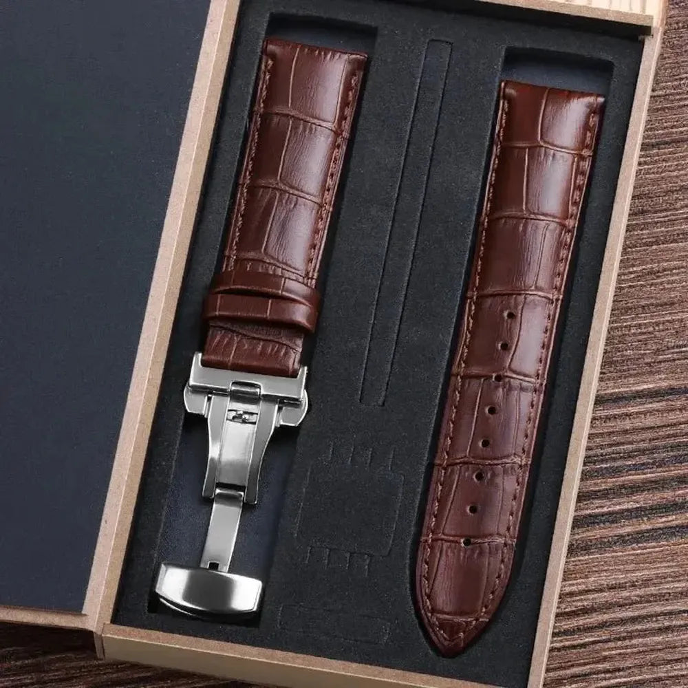 Premium Alligator-Pattern Leather Watch Strap with Butterfly Clasp – 14mm to 24mm-VivaStraps-Viva Timepiece