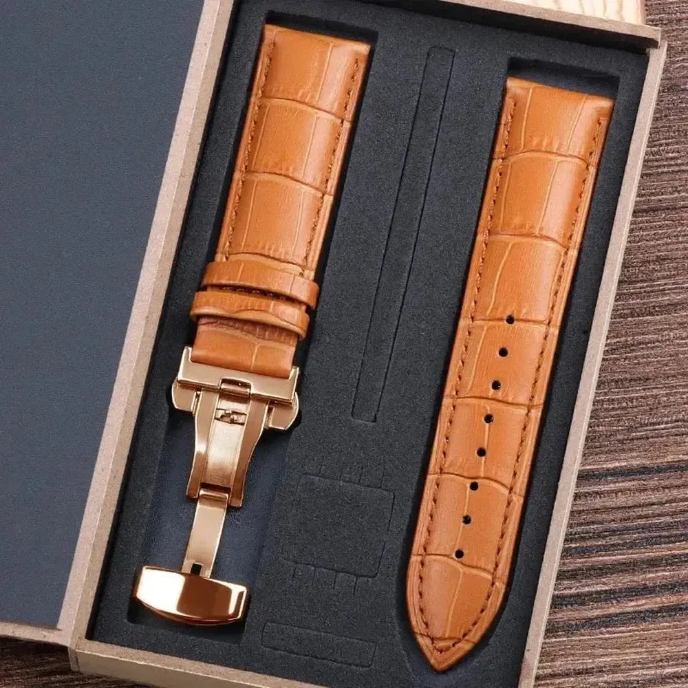 Premium Alligator-Pattern Leather Watch Strap with Butterfly Clasp – 14mm to 24mm-VivaStraps-Viva Timepiece