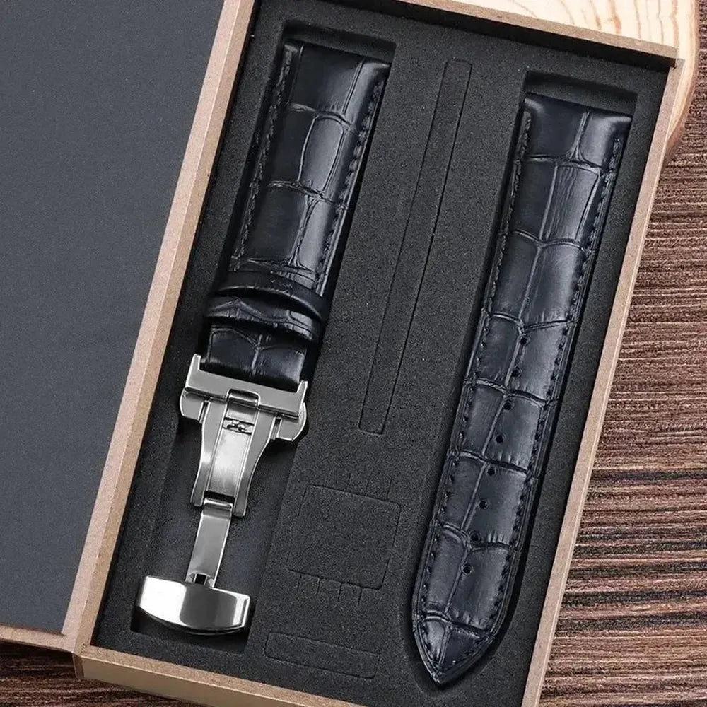 Premium Alligator-Pattern Leather Watch Strap with Butterfly Clasp – 14mm to 24mm-VivaStraps-Viva Timepiece
