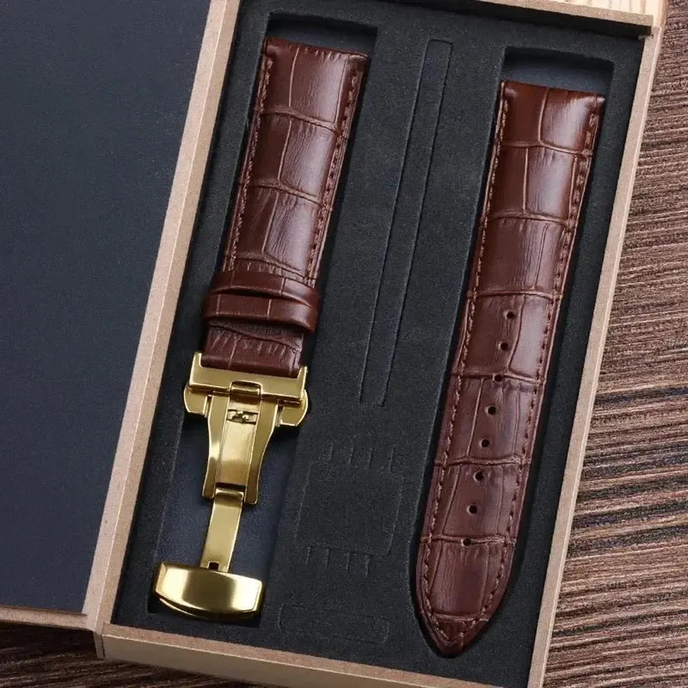 Premium Alligator-Pattern Leather Watch Strap with Butterfly Clasp – 14mm to 24mm-VivaStraps-Viva Timepiece