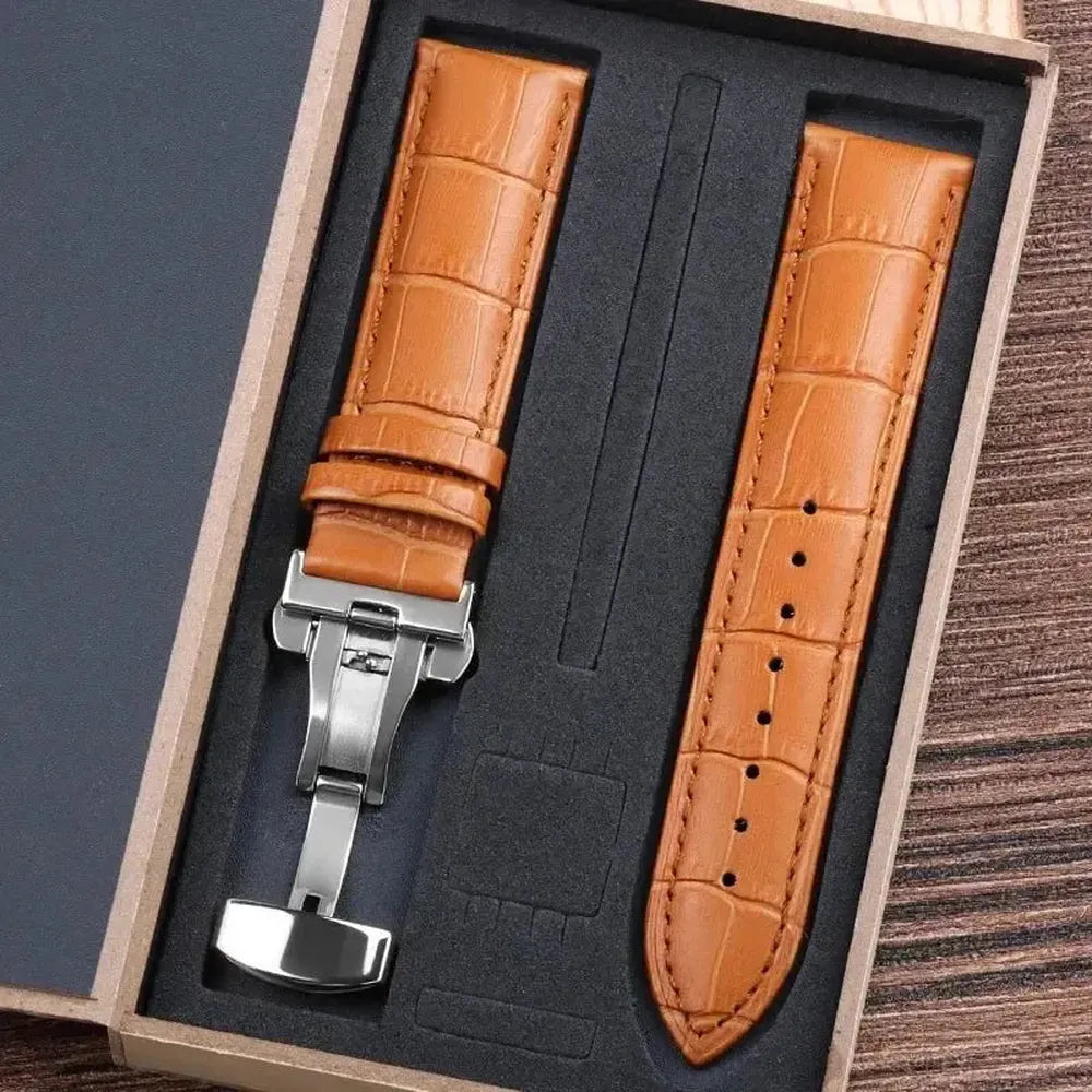 Premium Alligator-Pattern Leather Watch Strap with Butterfly Clasp – 14mm to 24mm-VivaStraps-Viva Timepiece