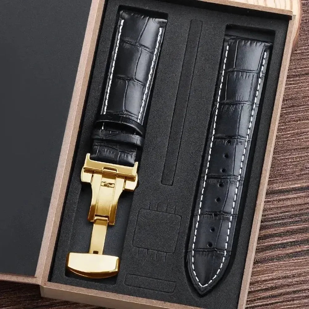 Premium Alligator-Pattern Leather Watch Strap with Butterfly Clasp – 14mm to 24mm-VivaStraps-Viva Timepiece