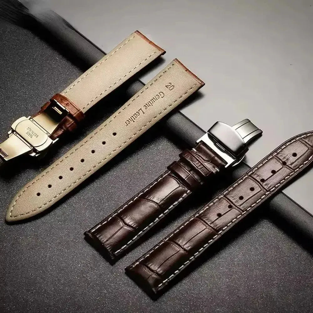 Premium Alligator-Pattern Leather Watch Strap with Butterfly Clasp – 14mm to 24mm-VivaStraps-Viva Timepiece