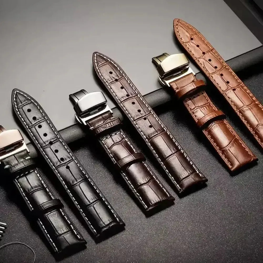 Premium Alligator-Pattern Leather Watch Strap with Butterfly Clasp – 14mm to 24mm-VivaStraps-Viva Timepiece