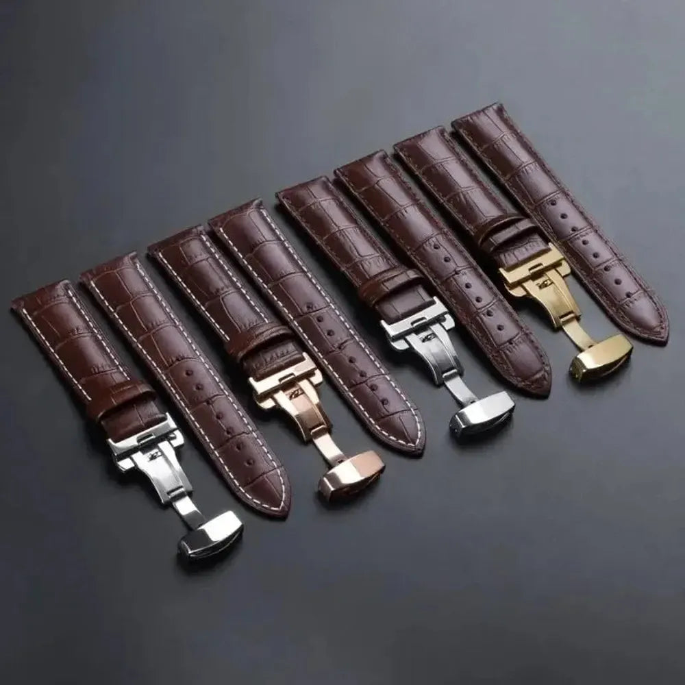 Premium Alligator-Pattern Leather Watch Strap with Butterfly Clasp – 14mm to 24mm-VivaStraps-Viva Timepiece