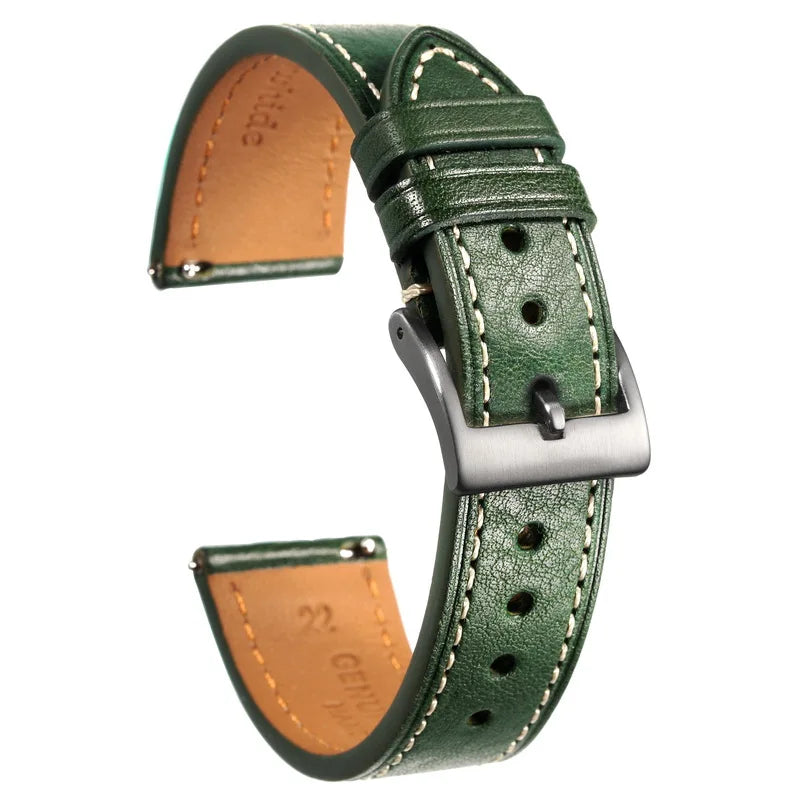 Premium Genuine Leather Watch Strap 18mm 20mm 22mm – Quick Release-Watch Bands-VivaStraps-Green-20mm-Viva Timepiece