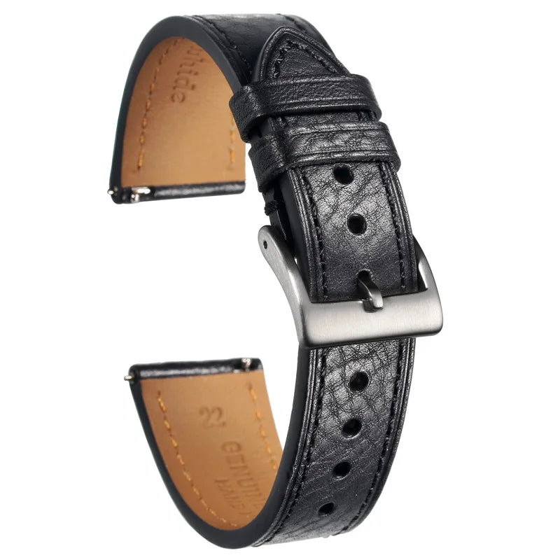 Premium Genuine Leather Watch Strap 18mm 20mm 22mm – Quick Release-Watch Bands-VivaStraps-Black-18mm-Viva Timepiece