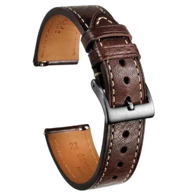 Premium Genuine Leather Watch Strap 18mm 20mm 22mm – Quick Release-Watch Bands-VivaStraps-Coffee-18mm-Viva Timepiece